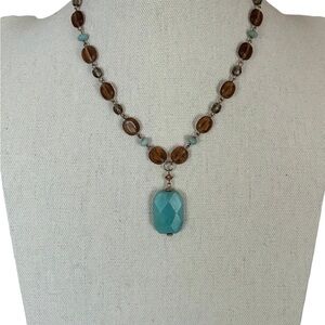 Lia Sophia Beaded Turquoise Drop Pendant Necklace